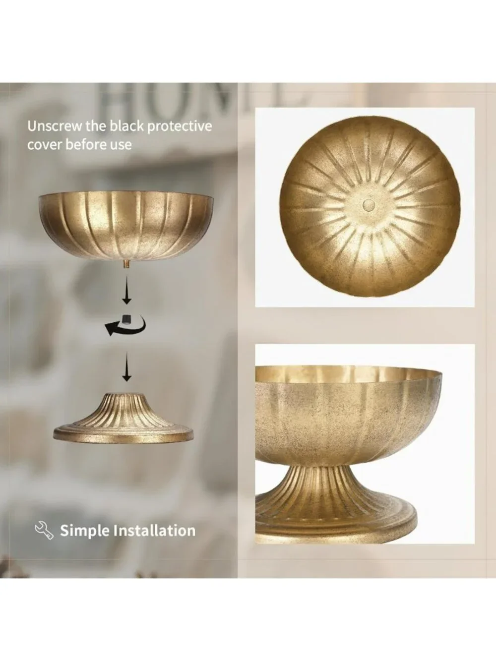 Elegant Gold Compote Vase Set for Centerpiece Decor, 8.5